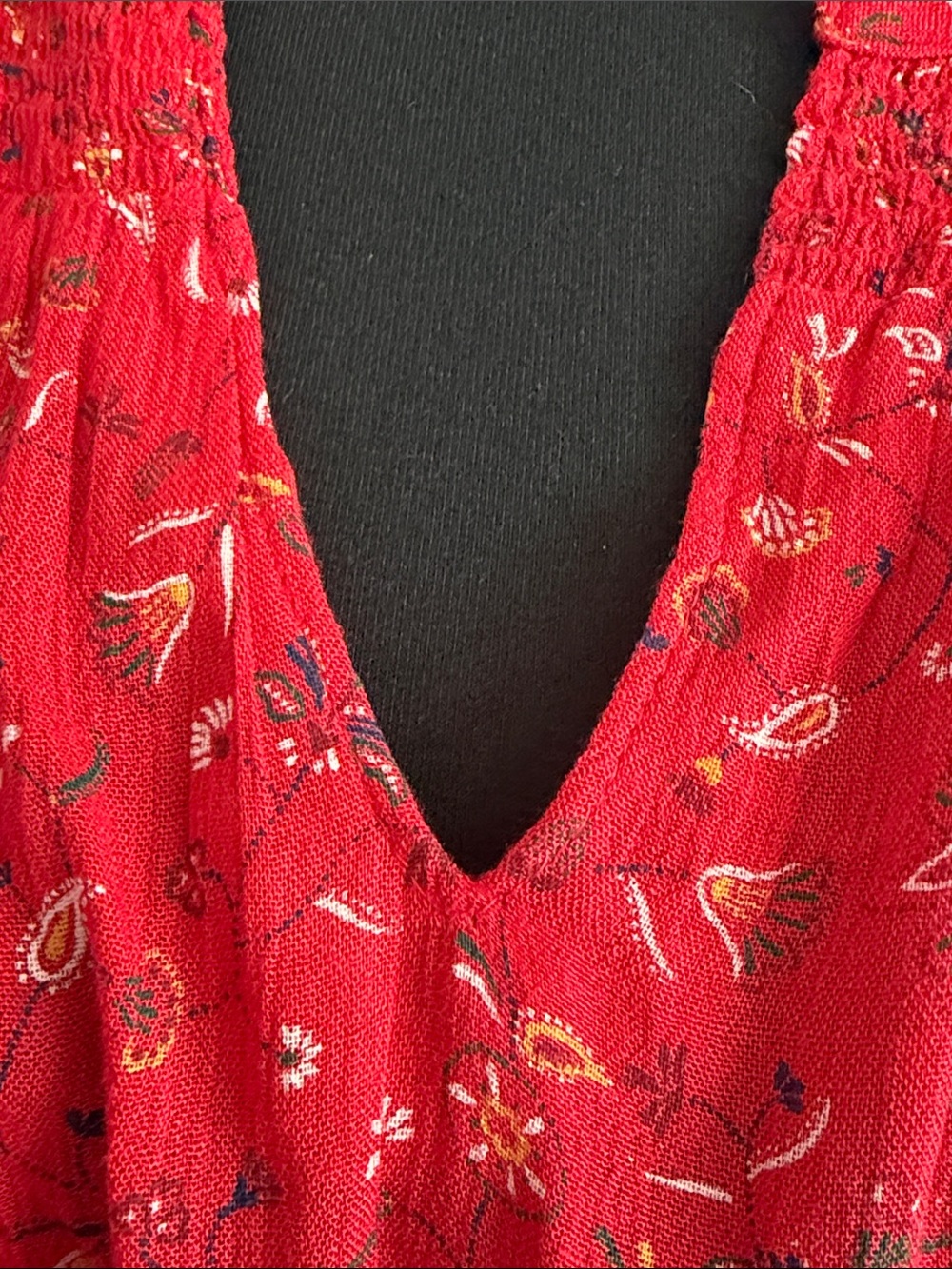 Old Navy Red Long-Sleeve Floral Midi Dress - Picture 4 of 10